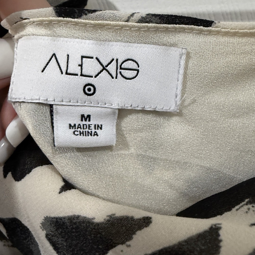 Target x Alexis Botanical One Shoulder Black White‎ Ruffle Asymmetrical Dresse M - Picture 7 of 11